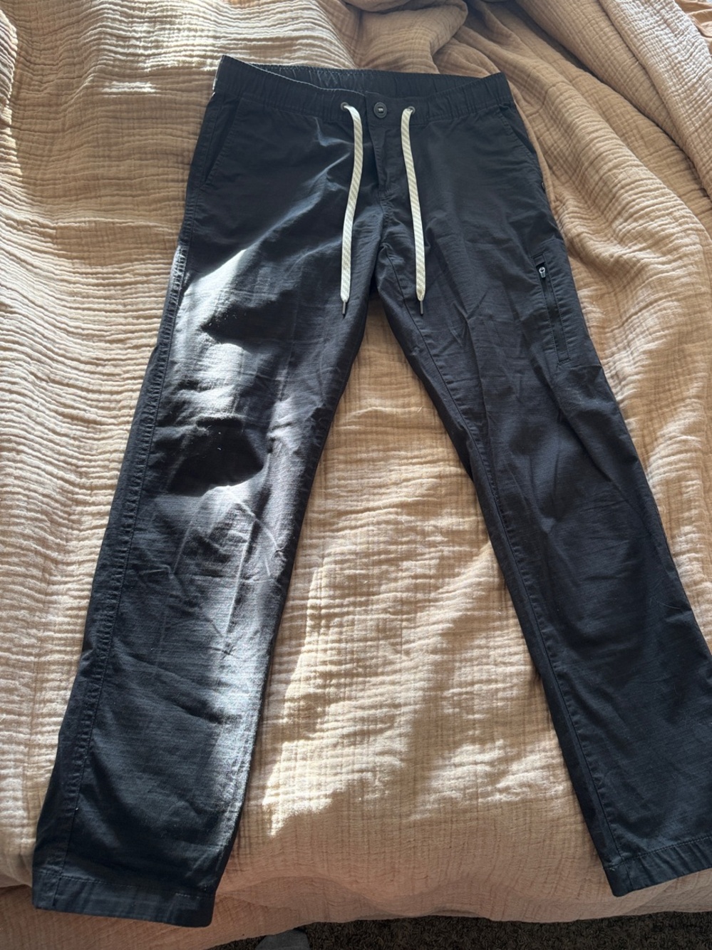 Vuori Black Casual Drawstring Pants with White Cord